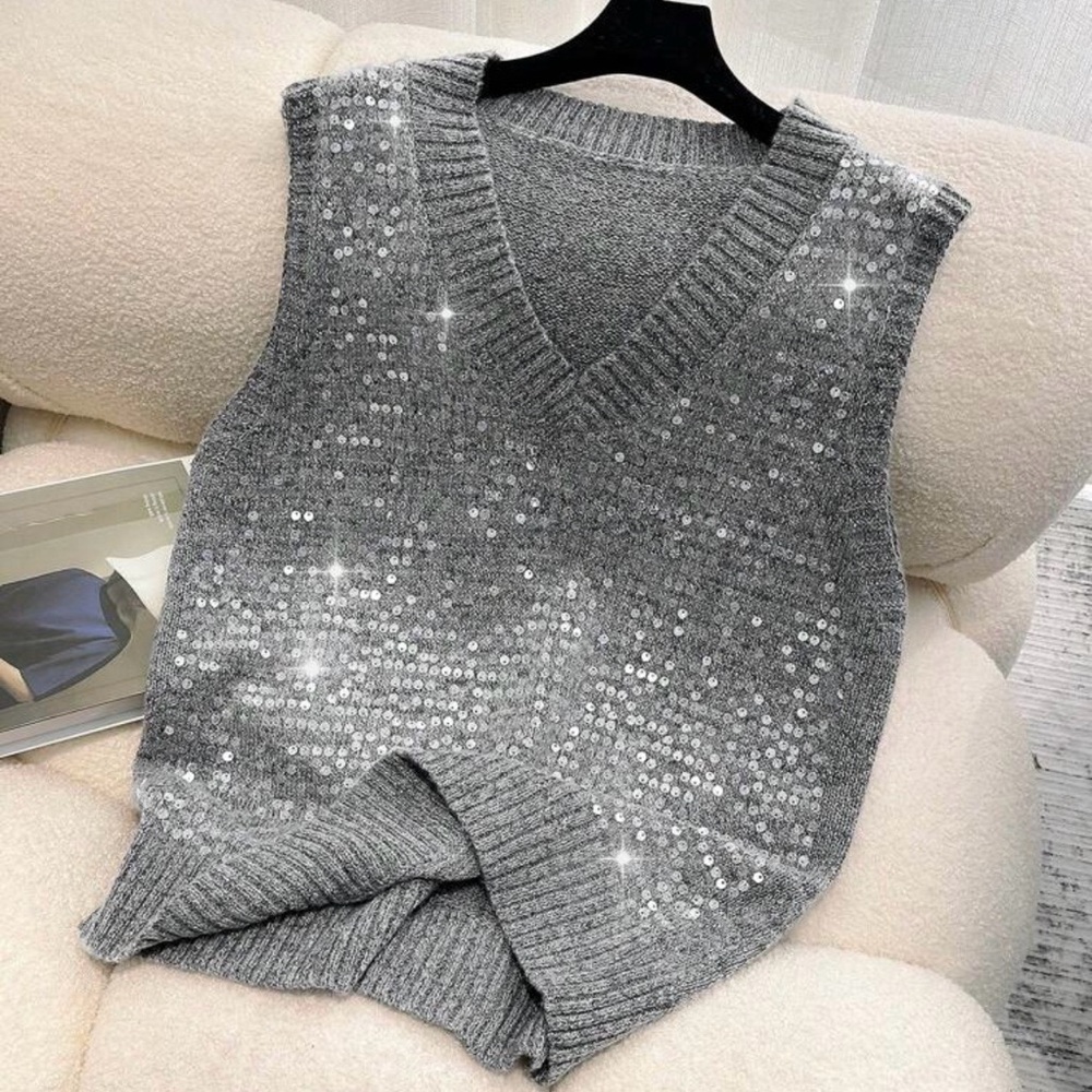 Sparkling V-Neck Sweater Vest
